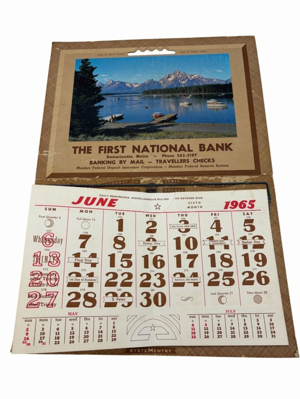 1965 First National Bank Damariscotta Maine Advertising Wall Calendar USA Vintag - Picture 5 of 8